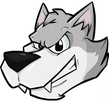 Wolf cartoon grey evil grin wild animal sticker - TenStickers
