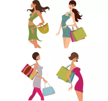 Woman Shopping Wall Sticker - TenStickers