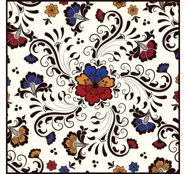 colorful horezu ornament  tile transfer decal - TenStickers