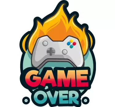 Gaming game over fire video game wall decal - TenStickers