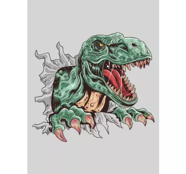 t-rex detail breaking the wall window decal - TenStickers