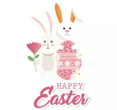 Easter bunny couple wall sticker - TenStickers