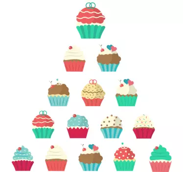 Cupcake pyramid wall decal - TenStickers