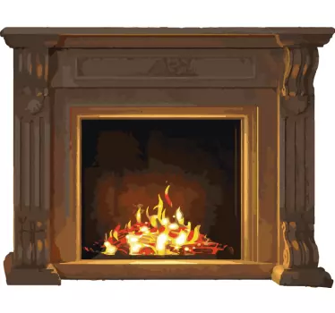 Vintage fireplace effect 3d wall sticker - TenStickers
