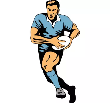 Cartoon rubgy player Retro rugby sticker - TenStickers