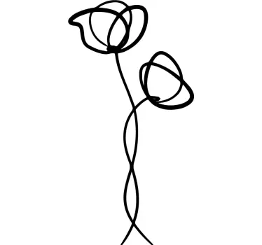 Minimalist poppies flower living room wall sticker - TenStickers