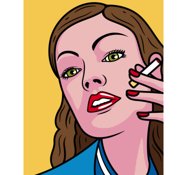 Smoking 70s woman fridge decals - TenStickers