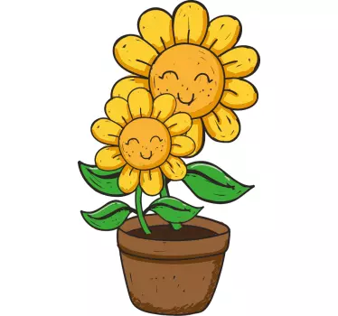 Door sticker smiling sunflowers decoration - TenStickers