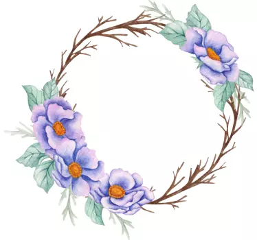 floral frame with dried branches glass door sticker - TenStickers