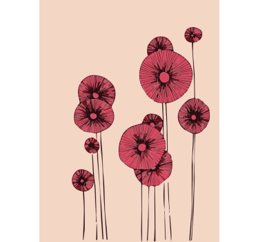 Abstract poppy flowers fridge sticker - TenStickers