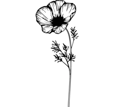 Poppy elegant design flower wall decal - TenStickers