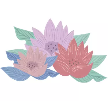Door sticker lotus blossom arrangement - TenStickers