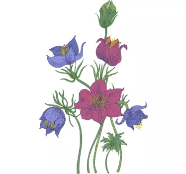Pretty wild flowers glass door sticker - TenStickers