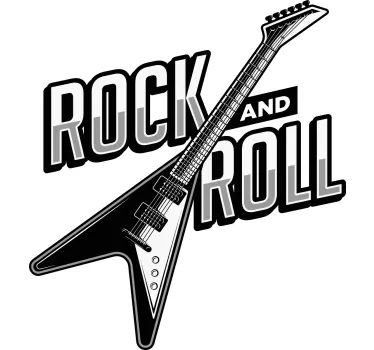 Black and white design rock n roll sticker - TenStickers