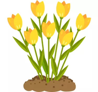 Yellow flower on dirt glass door decal - TenStickers