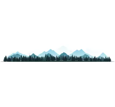 Silhouette mountain with trees nature stickers - TenStickers
