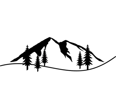 Simple mountain silhouette with trees nature stickers - TenStickers
