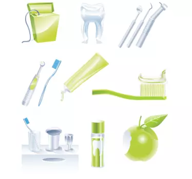 Green Dental Care Decal Collection - TenStickers
