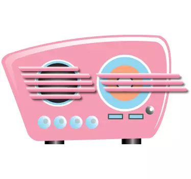 Pink Vintage Radio Decorative Sticker - TenStickers