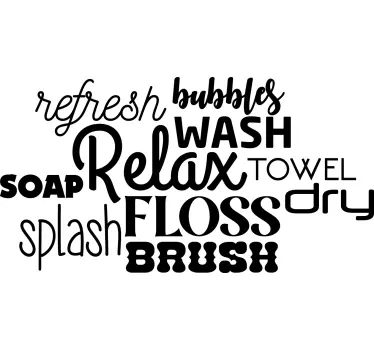 Bath design words Bathroom sticker - TenStickers