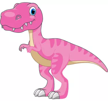 Funny pink dinosaur standing on legs Kids sticker - TenStickers