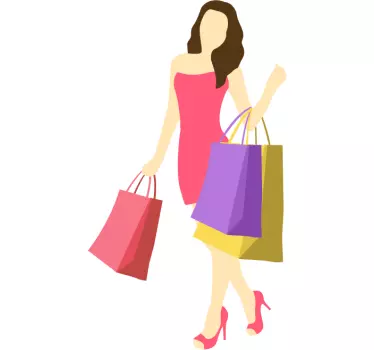 Lady Shopping Wall Sticker - TenStickers