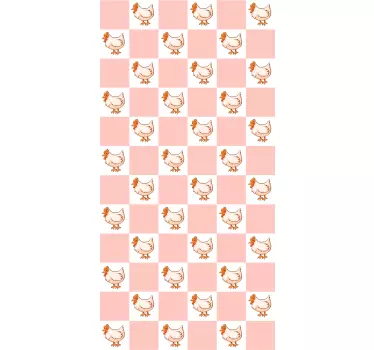 White and pink squares with roosters fridge decals - TenStickers