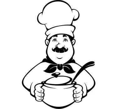 Chef black and white design kitchen decal - TenStickers