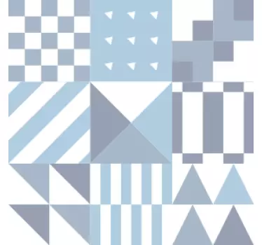 Geometric blue pattern tile transfer - TenStickers