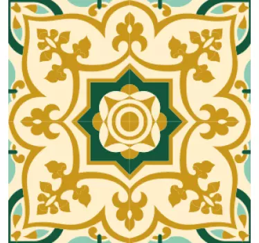 Gold and green spanish tiles pattern tile transfer - TenStickers