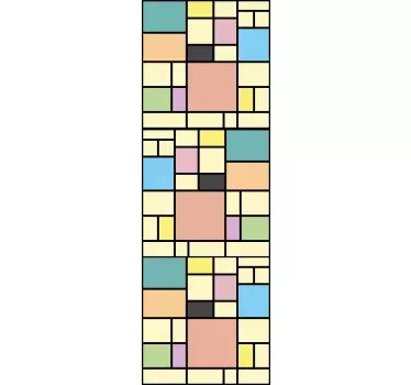 Mondrian blocks pattern door sticker - TenStickers