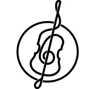 Line art cello design classical music wall sticker - TenStickers