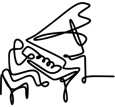 Pianist lineart cute design classical music wall decal - TenStickers