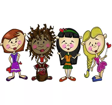 Four Friends Kids Stickers - TenStickers