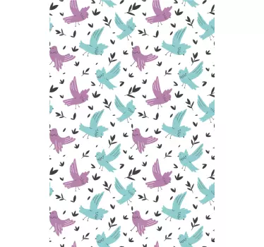 birds and plants illustration shower decal - TenStickers