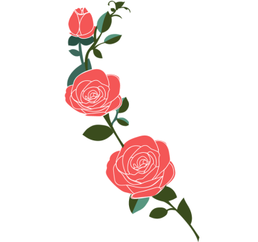Pink Roses Branch Wall Decal - TenStickers
