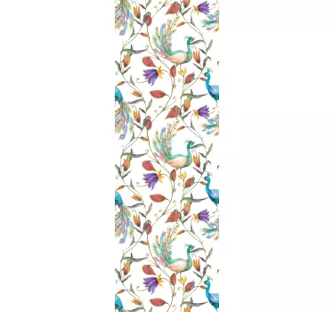Floral Peacock Motif door sticker - TenStickers