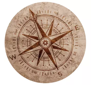 Warm colored old paper compass wall mural decal - TenStickers