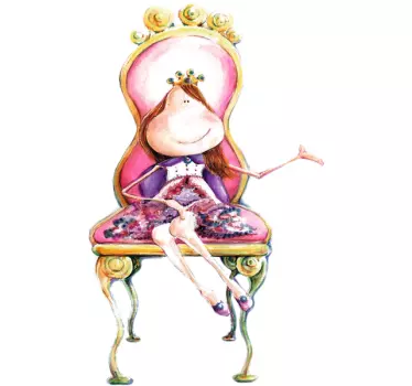 Cartoon Princess On Throne Sticker - TenStickers