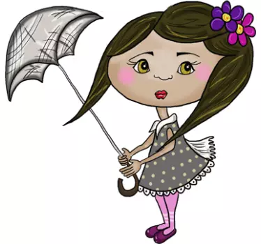 Kids Girl With Umbrella Sticker - TenStickers