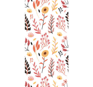 Colorful flowers over a white fridge decal - TenStickers