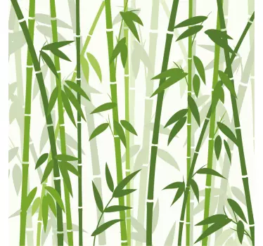 Green bamboo sticks with leaves shower sticker - TenStickers