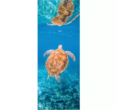 Beautiful turtle underwater shower decal - TenStickers
