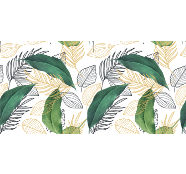 Green and gold leaves with art drawings decals for furniture - TenStickers