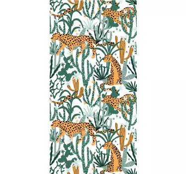 Prowling Jaguar jungle toile fridge decal - TenStickers