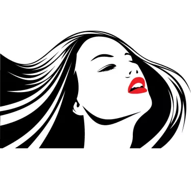 Hair Down with Red Lips Sticker - TenStickers