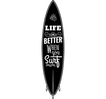 Surfboard with Text Sticker - TenStickers