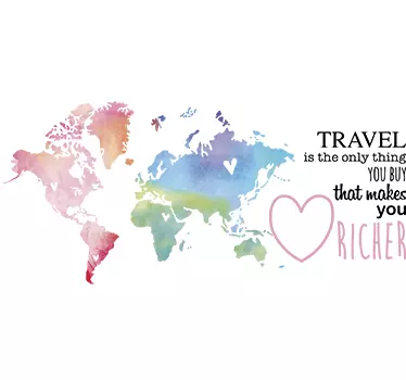 Travel world map wall sticker - TenStickers