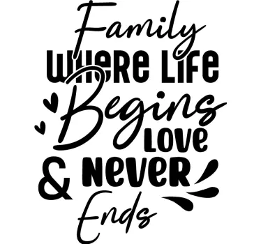 Family Love Begins quote wall decal - TenStickers