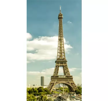Paris view Eiffel tower door sticker - TenStickers